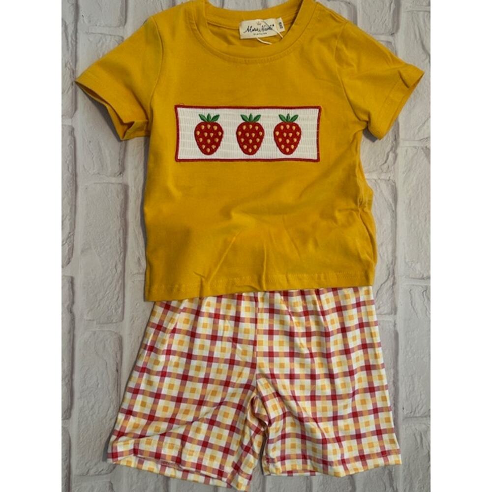 Boutique 18-24 Month Baby Girl Yellow Spring Summer Strawberry Outfit